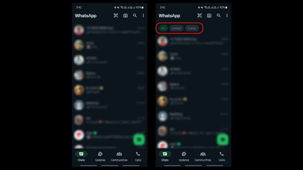 How to access WhatsApp Chat Filters