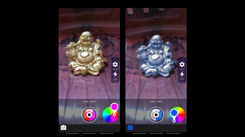 Color changing camera app screenshots